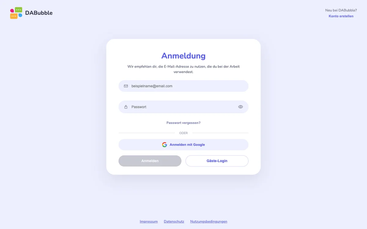DABubble: Channel-Ansicht mit Nachrichten, Threads und Mitgliederliste